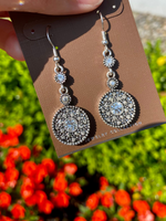 Silver Drop Circle Earrings