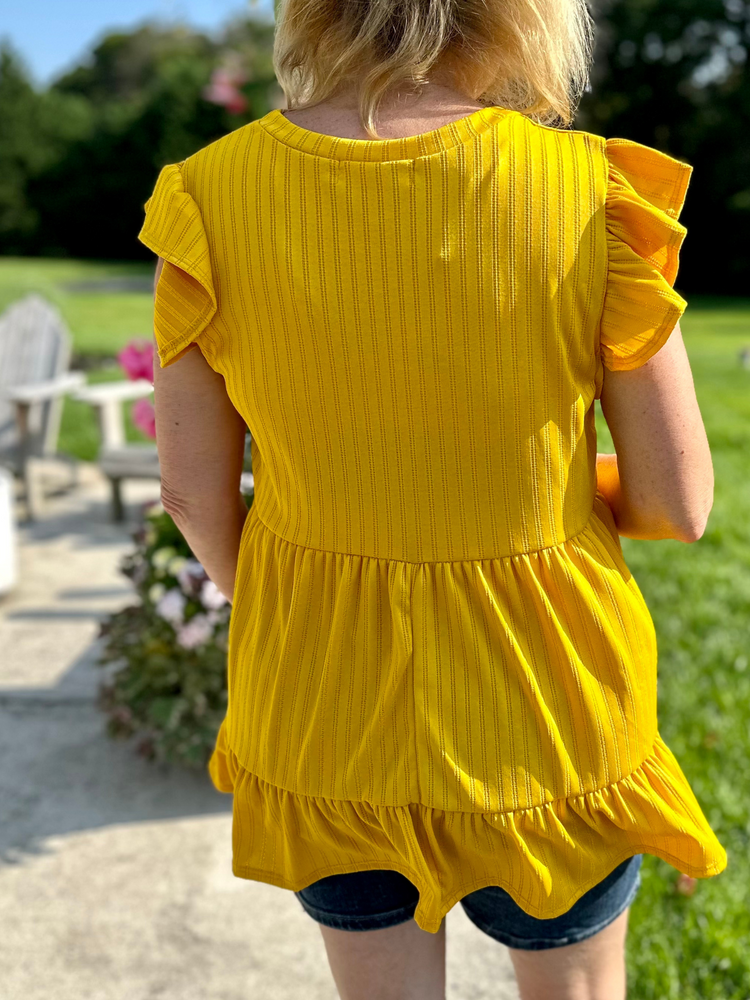 Tiered Ruffle Top in Canary