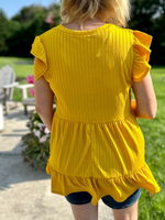 Tiered Ruffle Top in Canary Curvy