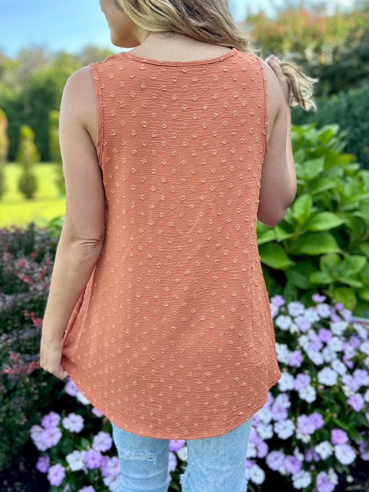 Sleeveless Dotted Tank in Pumpkin