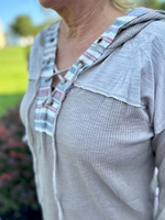 Striped Hoodie Lace Up Pullover