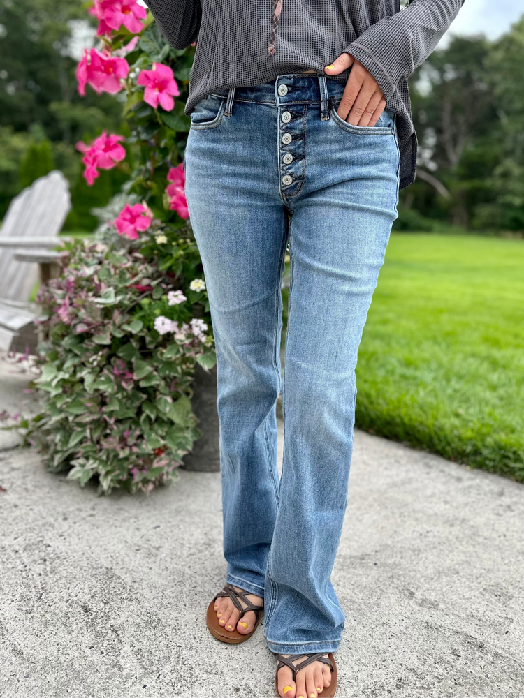 Judy Blue Mid Rise Button Fly Bootcut Jeans