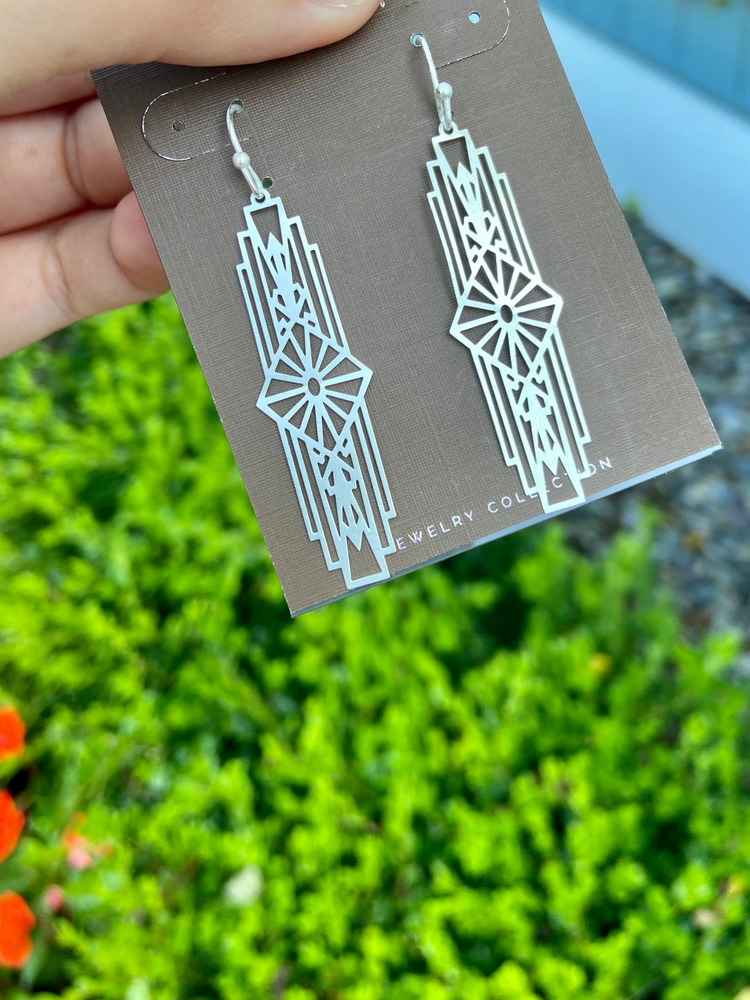 Silver Filigree Bar Earrings