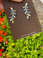 Silver Grey Leaf Earrings