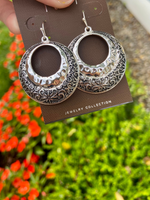 Silver Engraved Circle Earrings