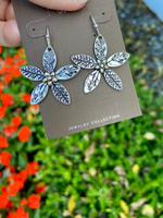 Silver Imprinted Flower Earrings