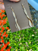 Gold Pave Crystal Bar Earrings