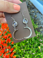 Silver Crystal Crescent Moon Earrings