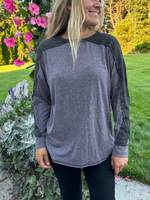 Dolman Ribbed Long Sleeve in Vintage Charcoal
