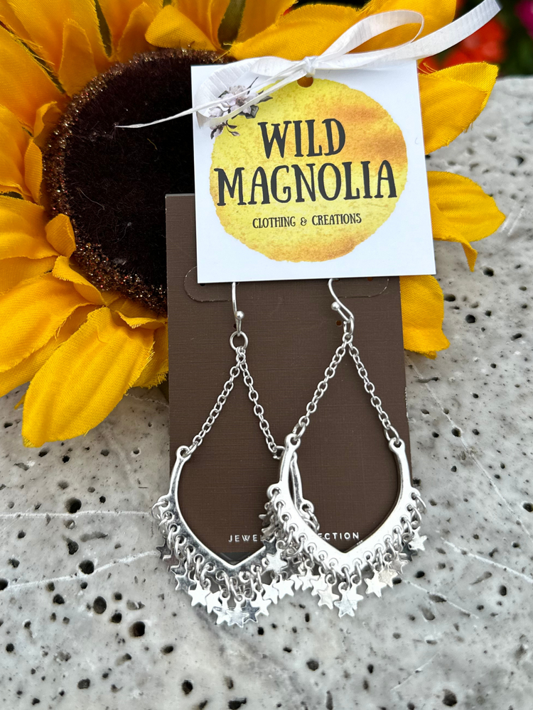 Silver Star Fringe Earrings