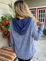 Plaid Hoodie Shacket in Charcoal