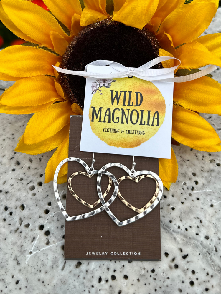 Two Toned Heart Earrings