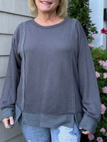 High Low Knit Sweater in Charcoal