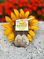 Gold Muted Floral Print Earrings