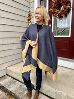 Mustard and Navy Reversible Kimono