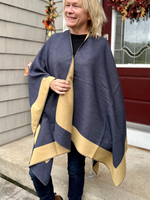 Mustard and Navy Reversible Kimono