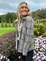Lewis Top in Grey Tan Plaid