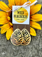 Gold Tiger Stripes Print Teardrop Earrings