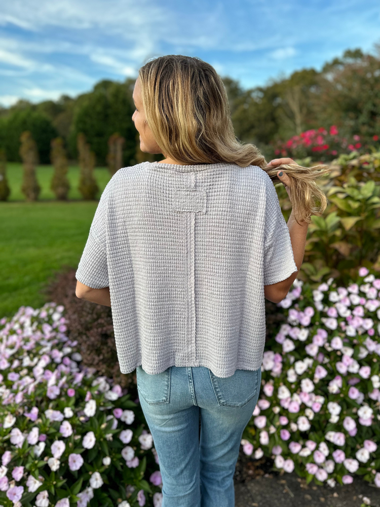 Heather Grey Short Sleeve Sweater in Curvy