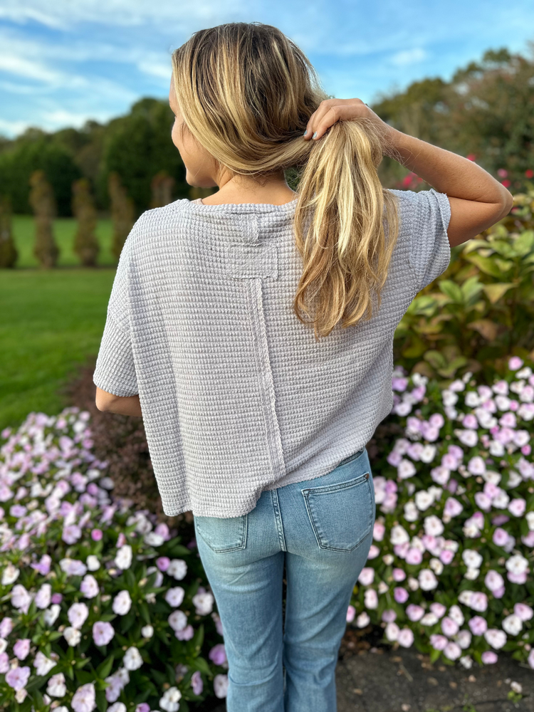Heather Grey Short Sleeve Sweater in Curvy