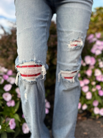 Judy Blue Mid Rise Plaid Detail Bootcut Jeans