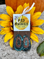 Patina Copper Hammered Links Oval Earrings