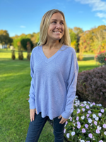 Waffle Knit Sweater in Heather Blue
