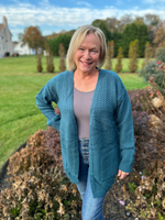 Open Cardigan with Pockets in Teal