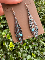 Patina Gem Feather Earrings