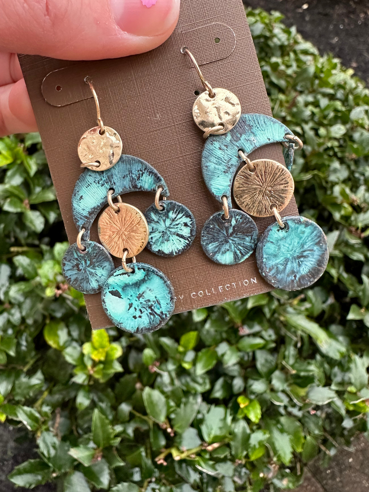 Patina Linked Dangle Earrings