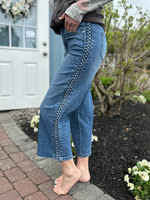 Judy Blue High Waisted Braided Cropped Wide Leg Jeans