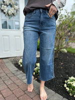 Judy Blue High Waisted Braided Cropped Wide Leg Jeans