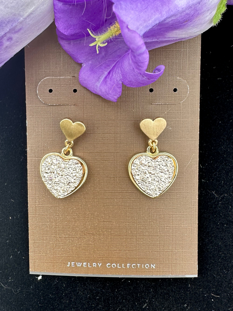 Gold Rose Heart Earrings