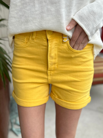 Judy Blue High Waist Tummy Control Shorts in Yellow Curvy
