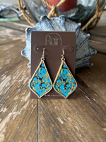 Gold Turquoise Teardrop Earrings