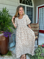 Floral Puff Sleeve Midi Dress