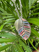 Silver Multicolor Leaf Necklace Set