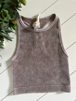 Rib Knit Cropped Cami in Mocha