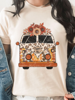 Fall Leopard Boho Bus Graphic Tee