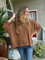 3/4 Sleeve Sweater in Deep Camel Curvy