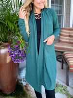 Open Front Cardigan in Heather Juniper