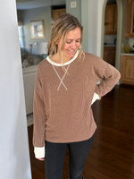 Textured Pullover Top in Brown