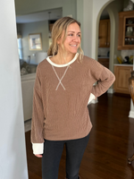 Textured Pullover Top in Brown
