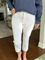 Judy Blue Midrise White Cuffed Capris