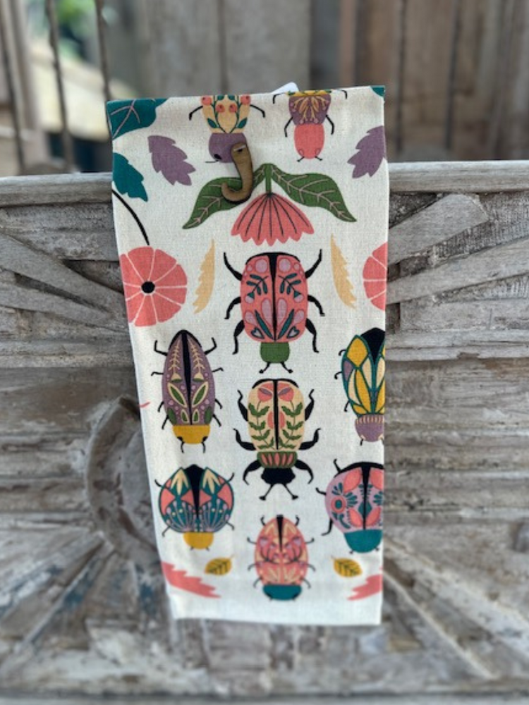 Embroidered Bug Dish Towel