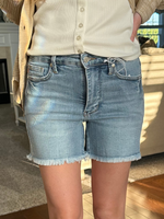 Judy Blue Midrise Tummy Control Light Fray Hem Shorts