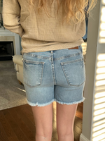 Judy Blue Midrise Tummy Control Light Fray Hem Shorts