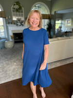Short Sleeve Dress with Side Pockets in Light Navy