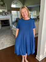 Short Sleeve Dress with Side Pockets in Light Navy