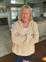 Open Knit Sweater Hoodie in Taupe